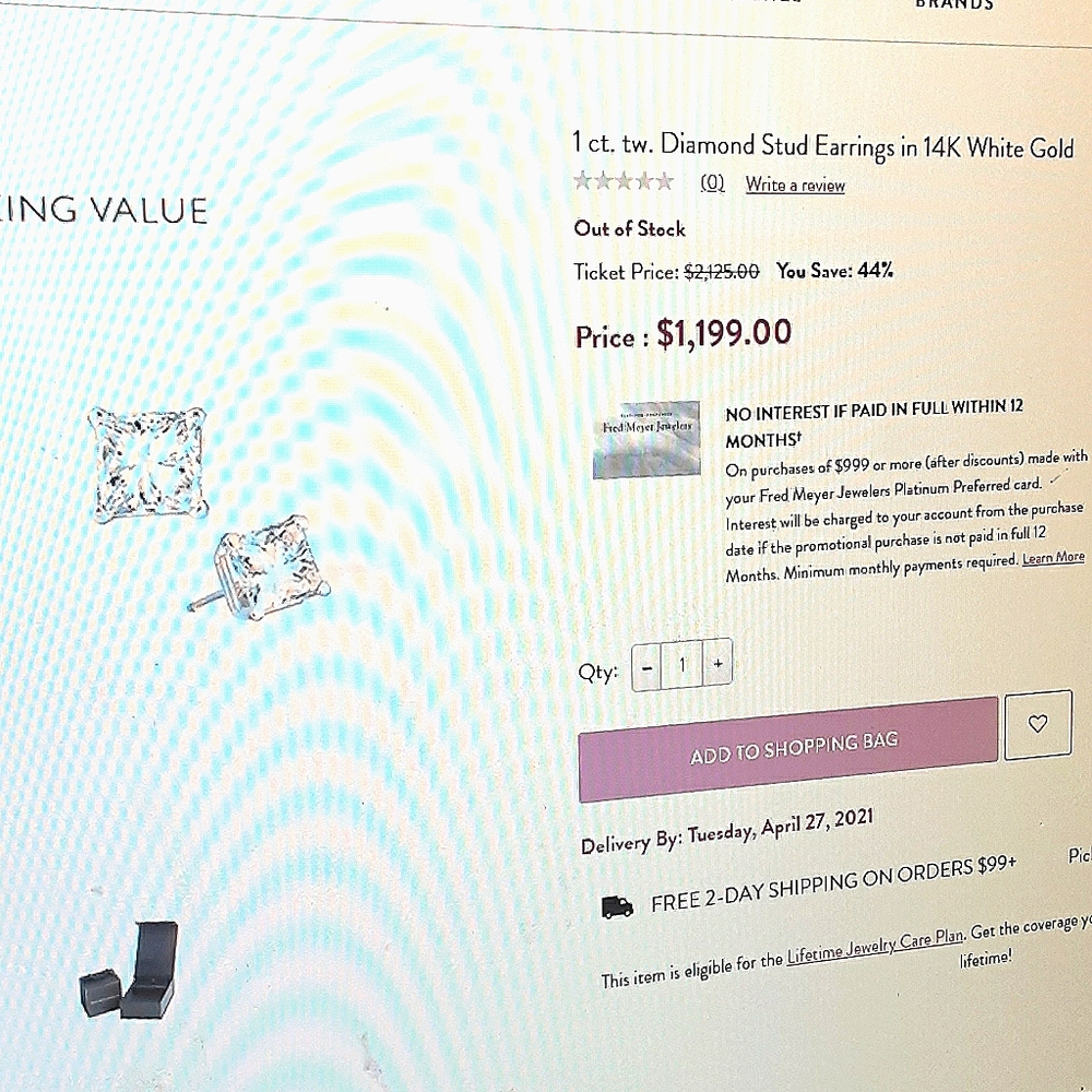 COPY - COPY - 14K WHITE GOLD 1CT DIAMOND EARRINGS